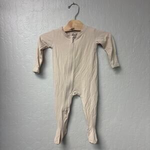$14 ADD ON wildbird soft beige footie 3-6M Kyte Baby Little Sleepies Caden Lane